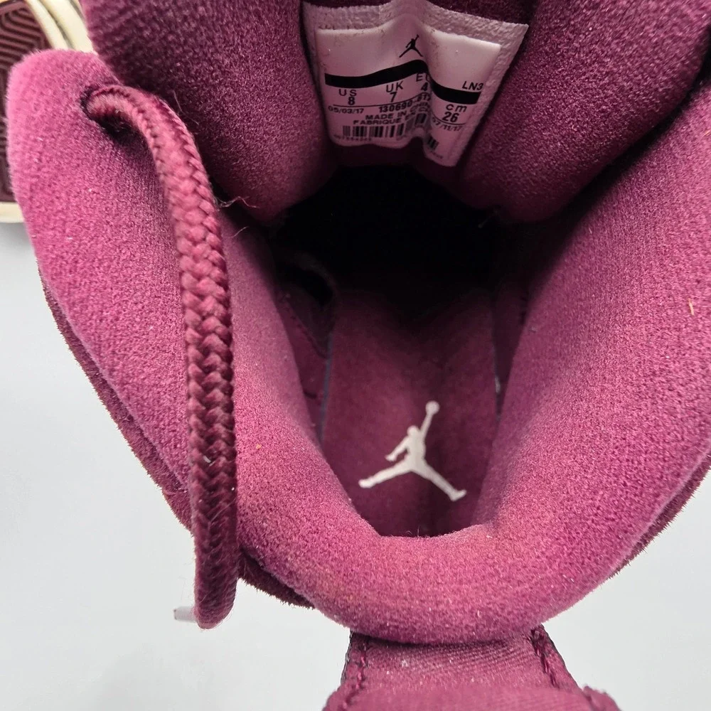 Jordan 12 Retro Bordeaux Burgundy Suede Sneakers 130690-617 Mens 8